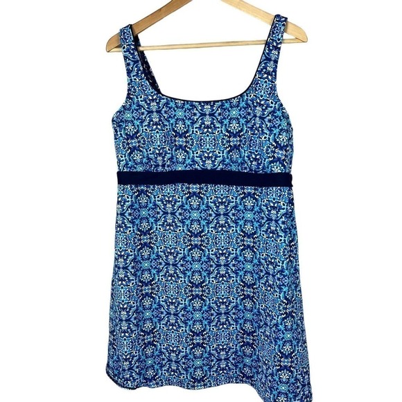 Lands End Blue Tankini Swim Top Size 16 Underwire - Picture 1 of 8